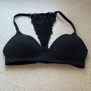Aerie Black Lace Trim Bralette “Real Sunnie”